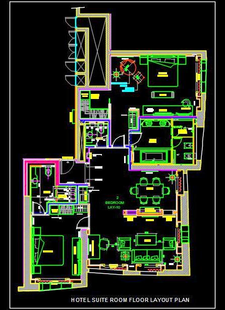 High-End Hotel Suite Room CAD Drawing Detail